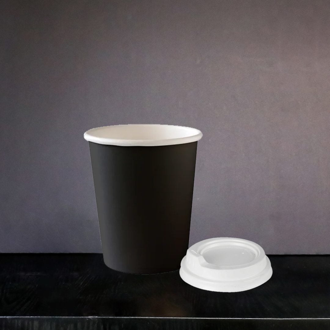 12 Oz Single Wall Coffee Cups - Black