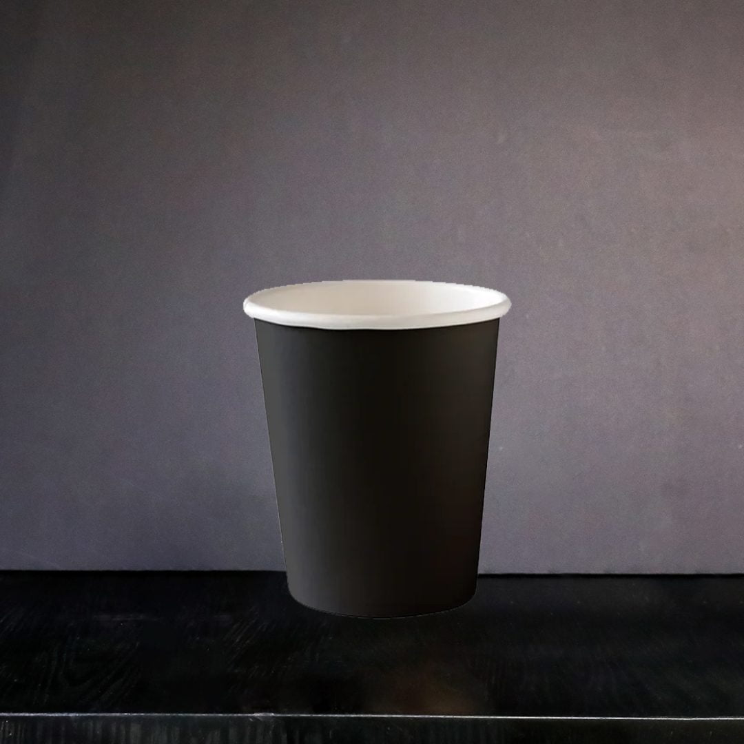 8 Oz Single Wall Coffee Cups - Black
